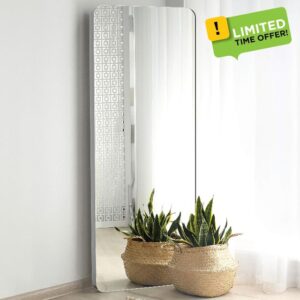 Upland Oaks Large Full Length Body Mirror for Floor & Wall in Bedroom - 165 x 54 cm Metal Frame - Big & Tall Long Mirror for Leaning - Full Length Wall Mirror Size (Silver