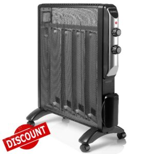 Duronic Heater for Home HV220 with Electric Mica Panels 2kW Standing Oil Free Silent | Radiant and Convection | Energy Efficient with Thermostat| Heats up in 1 Minute
