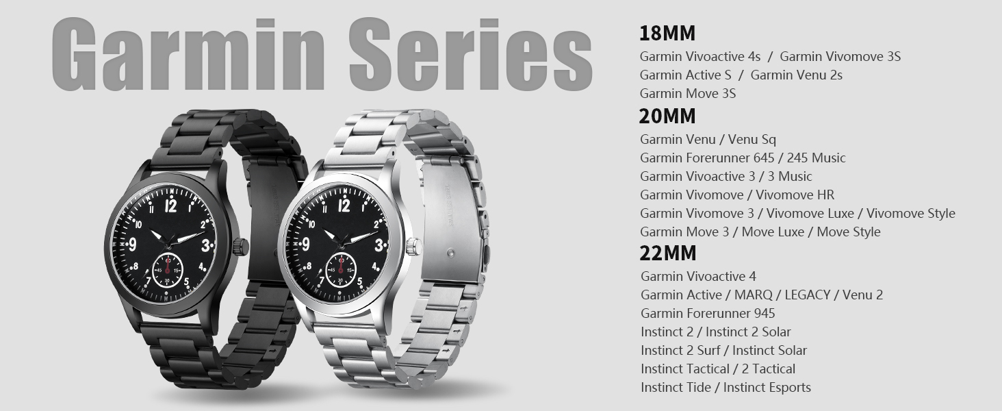 20mm Metal Watch Straps fit for Garmin Watch