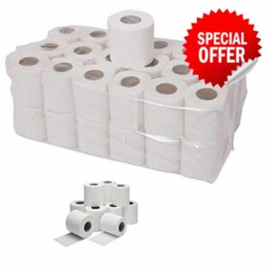 72 Rolls x Toilet Tissue Bulk Large Pack Quality White 2 ply Embossed Economical Tissue