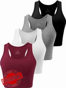 Star Vibe 4 Pack Cotton Crop Racerback Tank Tops for Women Basic Workout Crop Tanks Sleeveless Cropped Sport Shirts