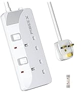 PIBEEX Extension Lead with USB, 13A Power Strip 3 Way Outlets with 4 USB Ports 5V 3.7A Overload P...