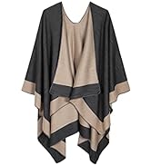 DiaryLook Ladies Printed Poncho Cape Reversible Oversized Shawl Wrap Open Front Cardigans for Women