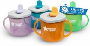 Tommee Tippee First Cup Sippy Cup for Babies with Flip-Up Free-Flow Spout and Easy Gip Handles