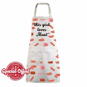 MYSOMY This Girl Loves Meat Grill Apron Funny BBQ Grilling Apron Grill Lover gifts Foodie Kitchen Apron Meat BBQ Apro