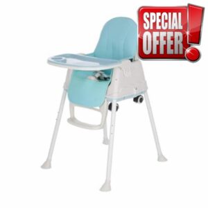 Holdfiturn 3-in-1 Children's High Chair Dining Chair Foldable Adjustable Baby High Chair Baby Children High Chair Movable for Children from 6 Months to 5 Years Old Blue