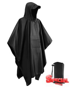 Victoper Waterproof Poncho Adult Reusable Lightweight Rain Poncho Adult Waterproof for Traveling Cycling Outdoor Camping Hiking Waterproof Raincoat Black