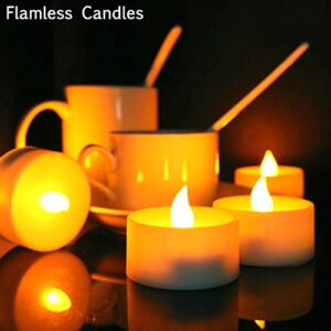 50 Pack Flameless Candle Lights Battery Operated Realistic and Bright Led Tea Lights for Party Wedding Birthday Halloween Gifts Home Decoration (Batteries Include)