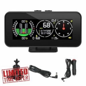 M60 Car Inclinometer Digital GPS HUD Pitch Angle Slope Meter MPH Speedometer with Compass for Off-Road SUV Vehicles