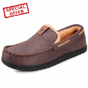 VeraCosy Men's Faux Suede Moccasin Memory Foam Closed Back Slippers