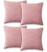 AMEHA Cushions with Covers Included 45 x 45 cm with Invisible Zipper, Set of 4 Velvet Cushion Cov...