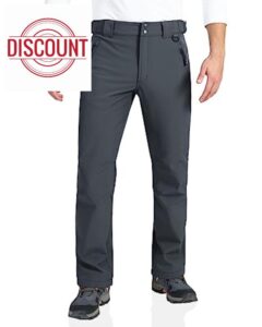 Outdoor Ventures Mens Waterproof Trousers Warm Fleece Lined Ski Snow Hiking Pants Softshell Trousers with Expandable Wais