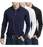 HUAKANG 3Pack Men's Breathable Golf Polo Shirt Workout Polo Shirts Short Sleeve Sports Gym Tee To...