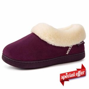 EverFoams Women's Warm Slippers Fluffy Memory Foam Indoor Outdoor Closed-back