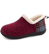 ULTRAIDEAS Women's Cozy Plaid Closed Back Slipper with Memory Foam, Ladies Warm Fleece House Slipper