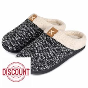 ULTRAIDEAS Men's Cozy Memory Foam Slippers with Fuzzy Plush Wool-Like Lining