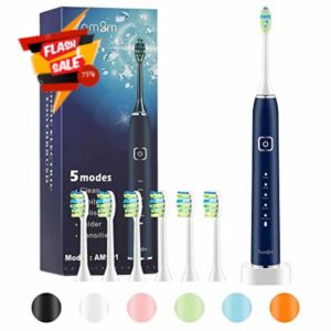 7AM2M Sonic Electric Toothbrush with 6 Brush Heads for Adults and Kids