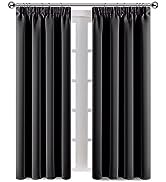 AMEHA Blackout Curtains for Living Room Pencil Pleat Pink Bedroom Curtains & Drapes Pair of Therm...