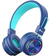 iClever Kids Wireless Headphones with LED Lights, BTH18 Safe Volume 74/85/94dBA, 43H Playtime, St...