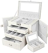 Seelux Large Jewellery Box, 5-Layer Jewelry Storage with Drawers, Mirror and Lock, Watch Box, Gif...
