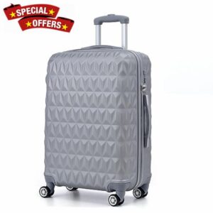 Large Lightweight ABS Hard Shell Travel Hold Check in Luggage Spinner Suitcase with 4 Wheels (Silver)