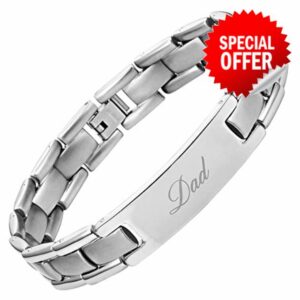 Willis Judd Mens Titanium DAD Bracelet Engraved Best Dad Ever with Gift Box & Link Removal Tool…