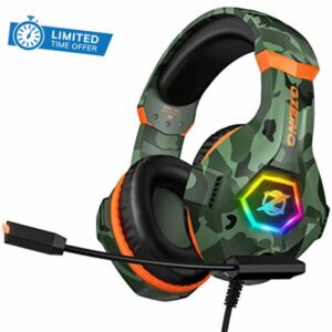 Gaming Headset with Breathing RGB Light & Adjustable Mic for PS4 PS5 PC Xbox One Laptop Mac