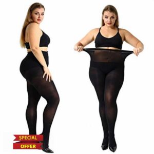MANZI 2 Pairs 70 Denier Women's Plus Size Tights Stretch Opaque Control Top Tights