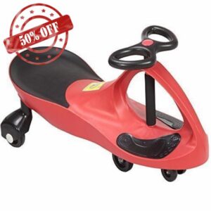 SWING CAR RIDE ON SWIVEL SCOOTER CHILDRENS TOY KIDS WIGGLE GYRO TWIST & GO XMAS GIFT (Red)