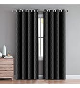 AMEHA Blackout Curtains for Bedroom 46 x72 Inch – Embossed 260 GSM Beige Eyelet Curtains Living R...