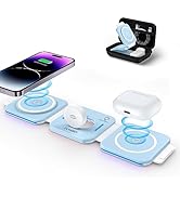 ZUMSEY Foldable Travel Wireless Charger, 3 in 1 Wireless Charging Station for iPhone 14 13 12 11 ...