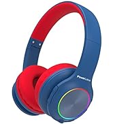 PowerLocus Kids Headphones, Bluetooth Headphones Over Ear for Kids with LED Lights, 94db Volume L...