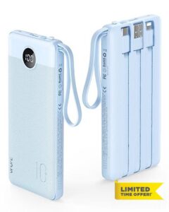 VRURC 10000mAh Power Bank With Built in Cables