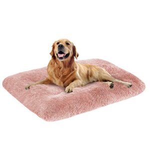 Comfortable Faux Fur Washable Crate Mat with Anti-Slip Backing for Jumbo Large Medium Dogs