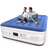 iDOO Double size Air Bed, Inflatable bed with Built-in Pump, 3 Mins Quick Self-Inflation/Deflatio...