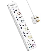 Mscien Extension Lead with Individually Switched, UK Plug Socket Power Strip with Neon Indicator,...