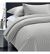 MOONLIGHT20015 Double Bedding Duvet Set - Stripes Soft Dark Grey Bedding Duvet Covers Double with...