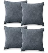 AMEHA Cushions with Covers Included 45 x 45 cm with Invisible Zipper, Set of 4 Velvet Grey Cushio...