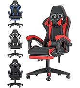 bigzzia Ergonomic Gaming Chair - Gamer Chairs with Lumbar Cushion + Headrest, Height-Adjustable O...