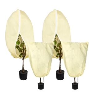 60 * 80CM+80 * 100CM Tree Fleece Frost Protection Cover Horticultural Fleece Outdoor Plant Covers for Winter Freeze Protection Garden Bags for Olive Citrus Palm