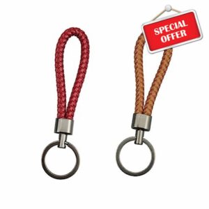 Eozighi Pack of 2 Leather Keychains