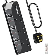 PIBEEX Extension Lead 4 Way Multi Plug Extension Sockets with Individual Switches Wall-Mounted Po...