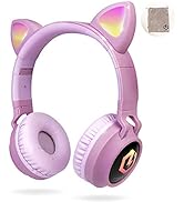 PowerLocus Kids Wireless Headphones, Bobo Bluetooth Kids Headphones LED Lights Over Ear with 74/8...