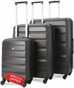 Aerolite Set of 3 Lightweight Luggage 4 Wheel ABS Hard Shell Suitcase 3 Piece with 5 Year Warranty (21" Cabin + 25" Medium + 29" Large)