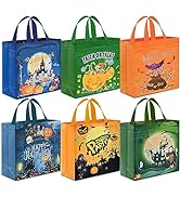 4PCS Halloween Bags for Trick or Treat, AhfuLife Halloween Sweets Candy Tote Bag with Handles for...