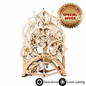 ROKR 3D Wooden Model Kits Gear Clock - Laser Cut Pendulum Clock Model Building Kits to Build - Mechanical Wooden Gear Model - Christmas Birthday Gifts For Teens and Adults
