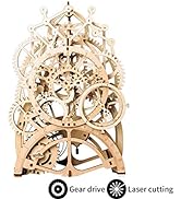 ROKR 3D Wooden Model Kits Gear Clock - Laser Cut Pendulum Clock Model Building Kits to Build - Me...