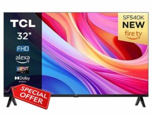 TCL 32SF540K 32 inch FHD Fire TV with OS7 Smart television - HDR & HLG-Dolby Audio-DTS Virtual X/DTS-HD-Metal Bezel-less-Dual-band Wifi 5-with Fire OS 7 system            [Energy Class F]