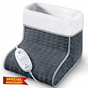 Beurer FW20UK Cosy Foot Warmer - Grey | Electric foot warmer for cold feet | 3 temperature settings | Cosy teddy fleece lining | Soft and breathable | Suitable up to shoe size 12.5 | Washable lining