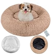 Donut Dog Bed,Calming Anti Anxiety Medium Dog Beds,Washable Soft Warm Plush Fleece Fluffy Soothin...